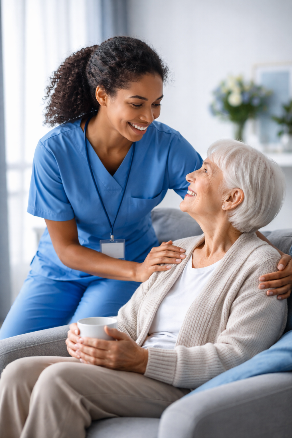 Caregiver supporting a client at home